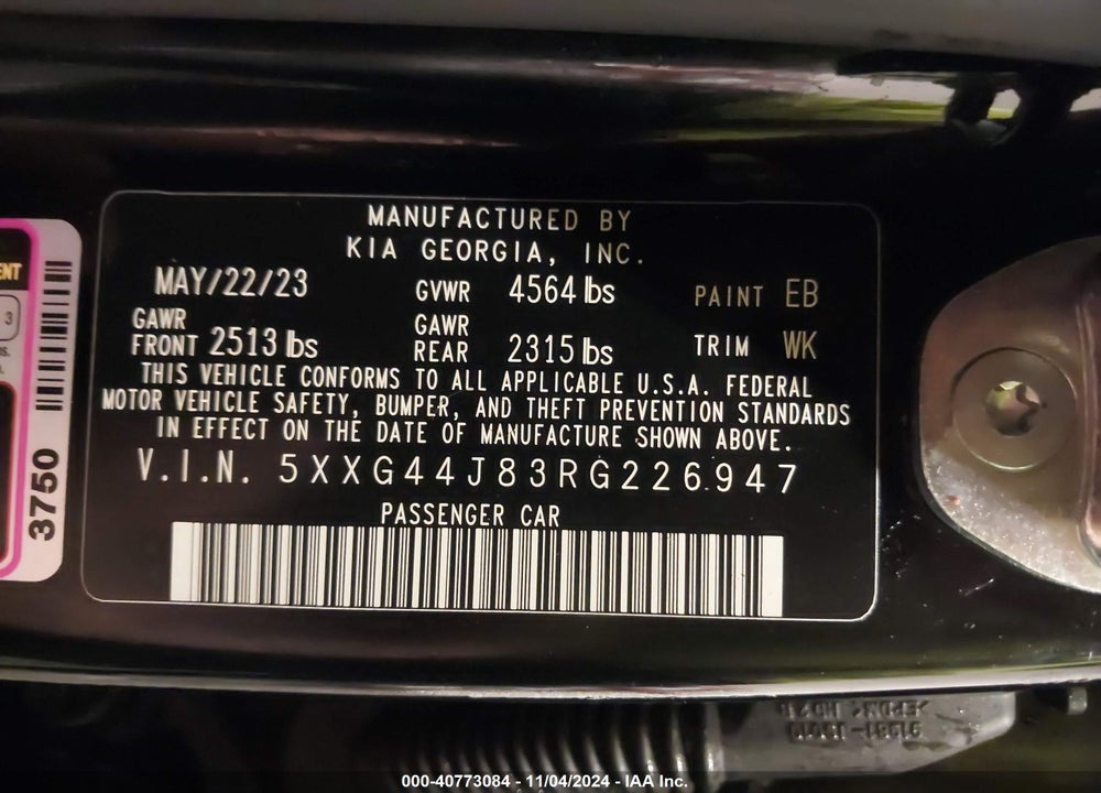 2024 KIA K5 VIN: 5XXG44J83RG226947