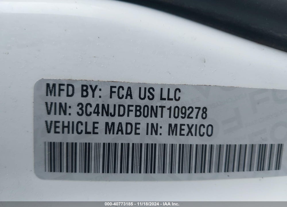 2022 JEEP COMPASS LATITUDE LUX 4X4 VIN: 3C4NJDFB0NT109278