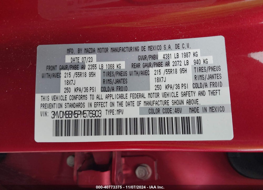 2023 MAZDA CX-30 2.5 S SELECT VIN: 3MVDMBBM5PM576903