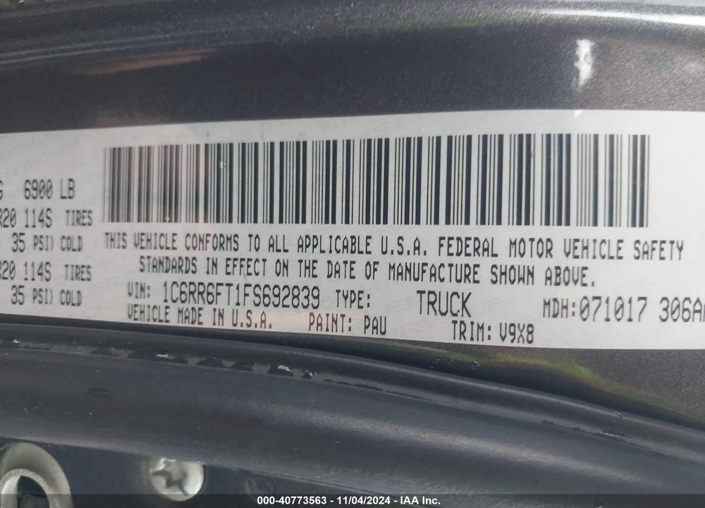 2015 RAM 1500 EXPRESS VIN: 1C6RR6FT1FS692839