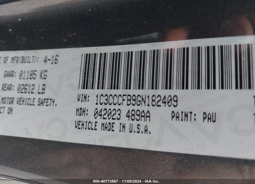 2016 CHRYSLER 200 TOURING VIN: 1C3CCCFB9GN182409