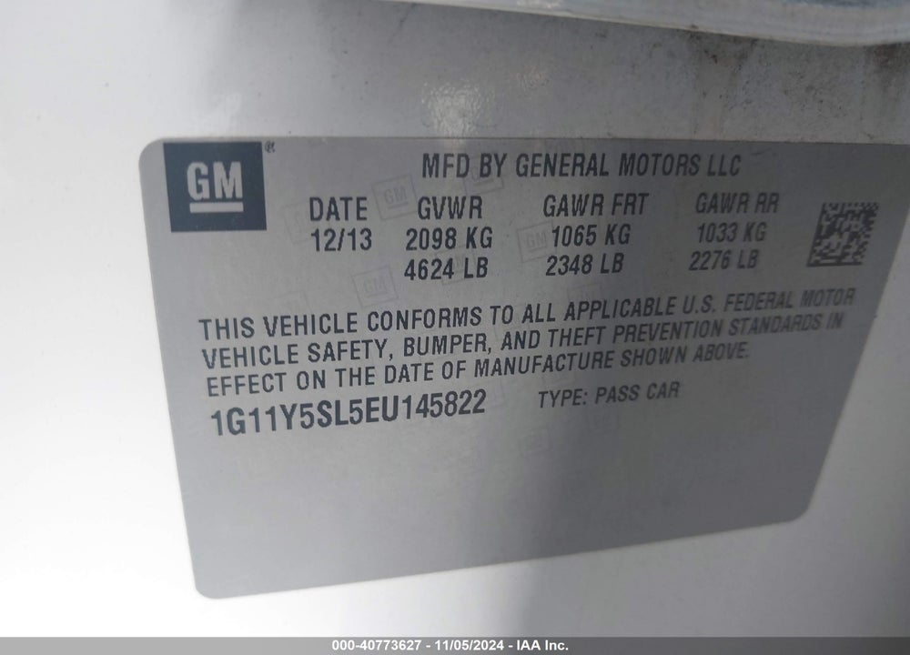 2014 CHEVROLET IMPALA 1LS VIN: 1G11Y5SL5EU145822