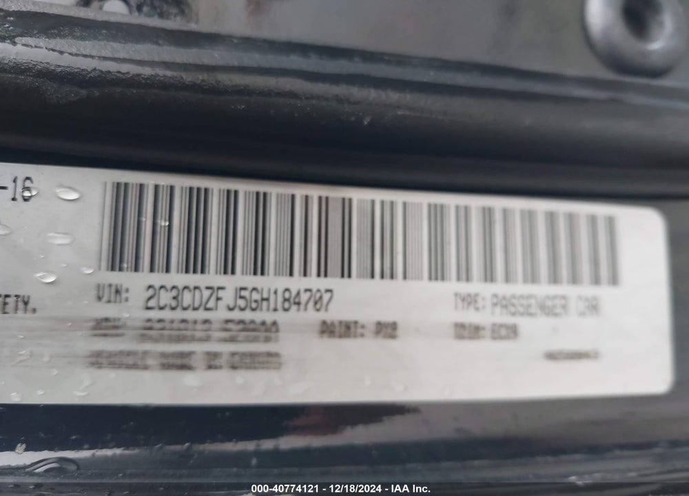2016 DODGE CHALLENGER R/T SCAT PACK VIN: 2C3CDZFJ5GH184707