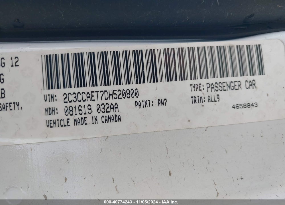 2013 CHRYSLER 300C VIN: 2C3CCAET7DH520800