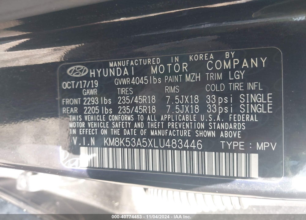 2020 HYUNDAI KONA ULTIMATE VIN: KM8K53A5XLU483446