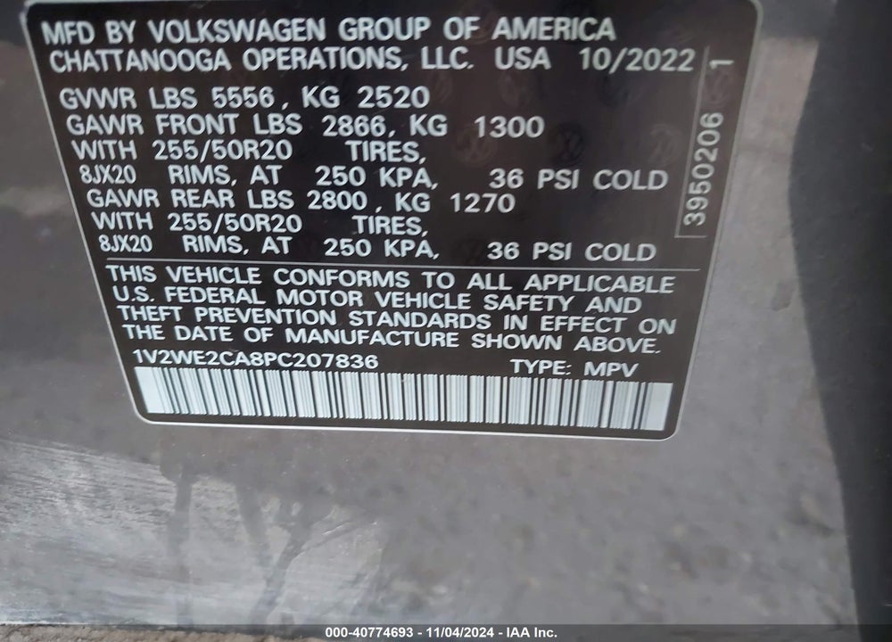 2023 VOLKSWAGEN ATLAS CROSS SPORT 3.6L V6 SE W/TECHNOLOGY VIN: 1V2WE2CA8PC207836