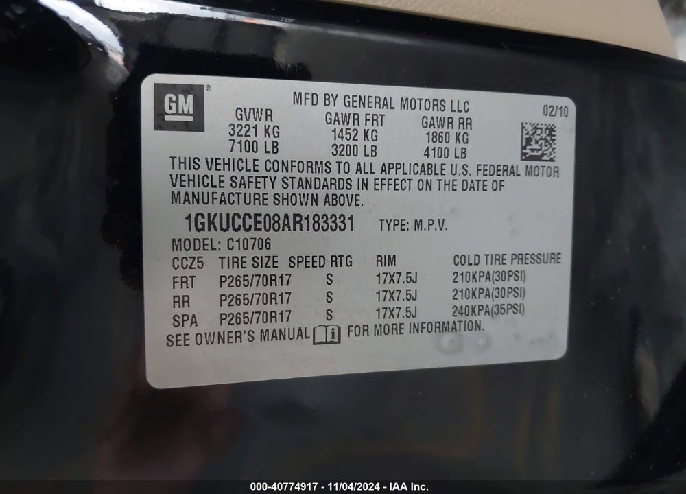 2010 GMC YUKON SLT VIN: 1GKUCCE08AR183331