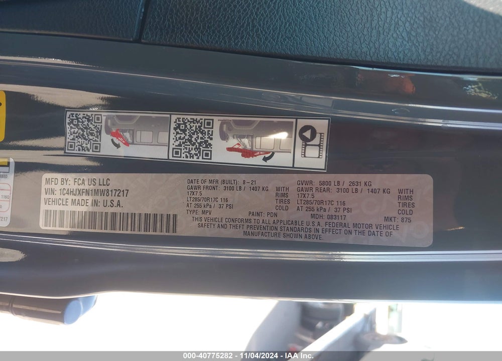 2021 JEEP WRANGLER UNLIMITED RUBICON 4X4 VIN: 1C4HJXFN1MW817217