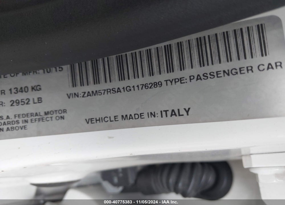 2016 MASERATI GHIBLI S VIN: ZAM57RSA1G1176289