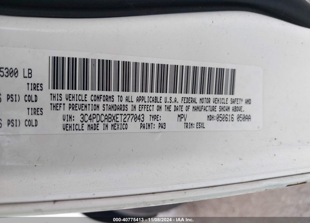 2014 DODGE JOURNEY AMERICAN VALUE PKG VIN: 3C4PDCABXET277043