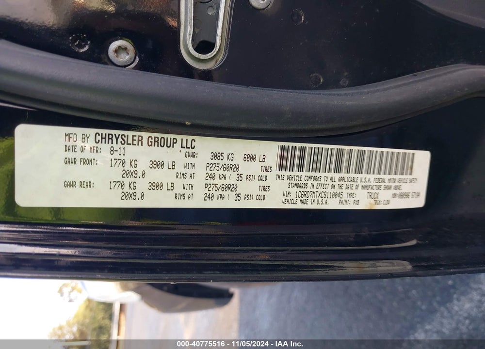 2012 RAM 1500 VIN: 1C6RD7MTXCS110045