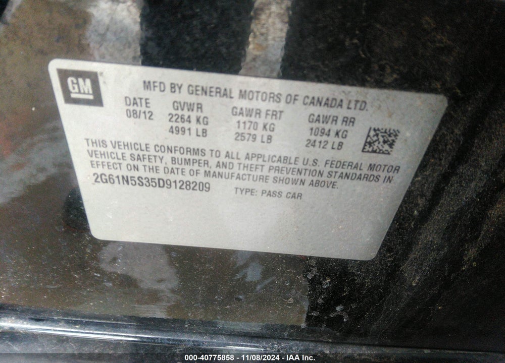 2013 CADILLAC XTS STANDARD VIN: 2G61N5S35D9128209