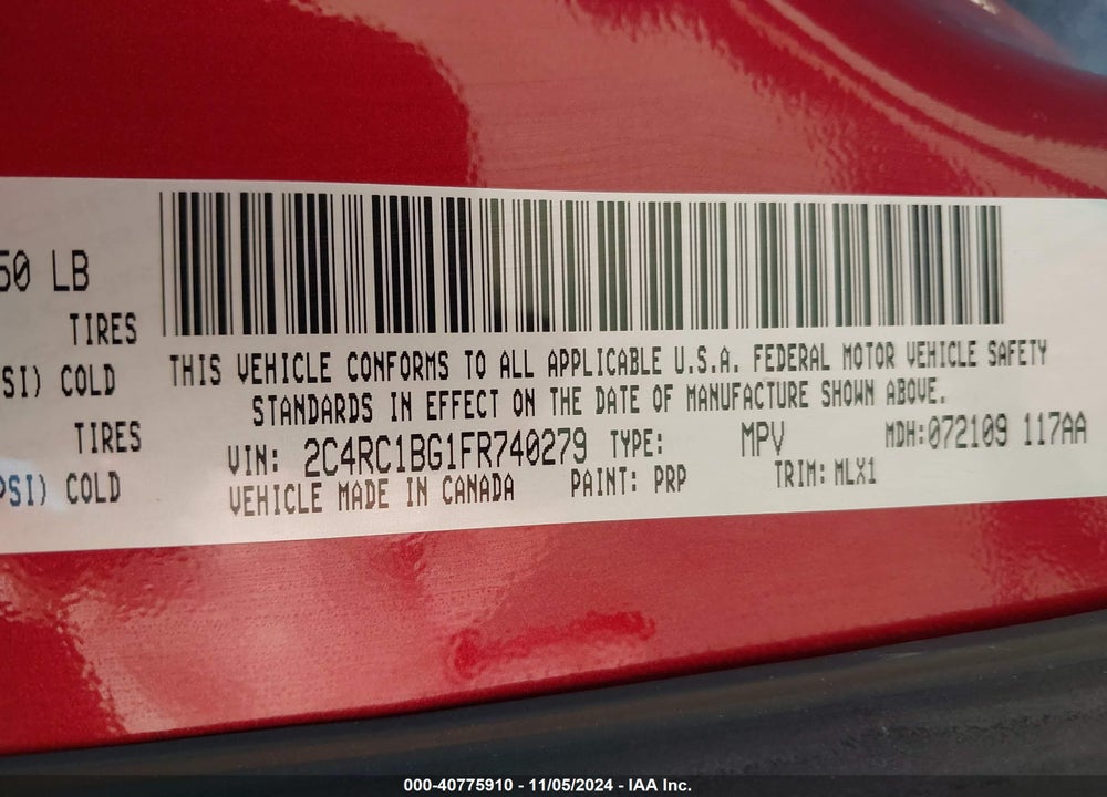 2015 CHRYSLER TOWN & COUNTRY TOURING VIN: 2C4RC1BG1FR740279