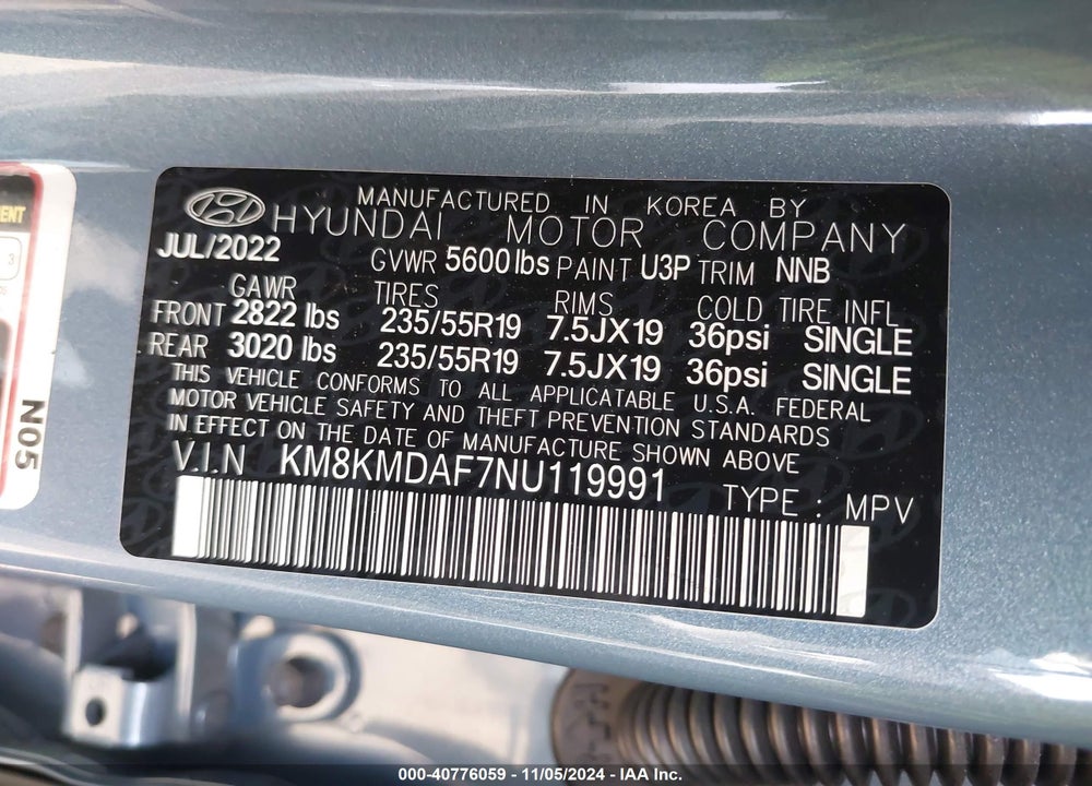 2022 HYUNDAI IONIQ 5 SE VIN: KM8KMDAF7NU119991