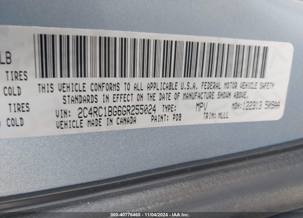 2016 CHRYSLER TOWN & COUNTRY TOURING VIN: 2C4RC1BG6GR255024