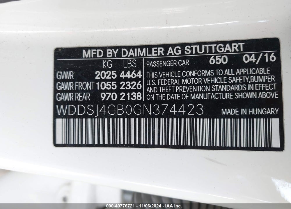 2016 MERCEDES-BENZ CLA 250 4MATIC VIN: WDDSJ4GB0GN374423