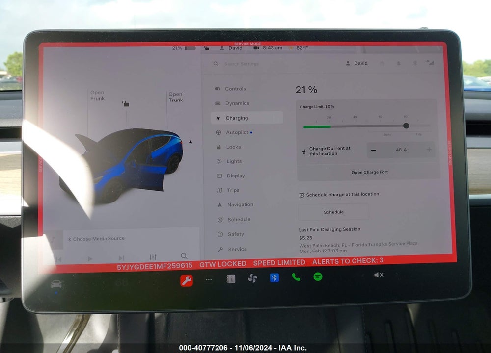 2021 TESLA MODEL Y LONG RANGE DUAL MOTOR ALL-WHEEL DRIVE VIN: 5YJYGDEE1MF259615