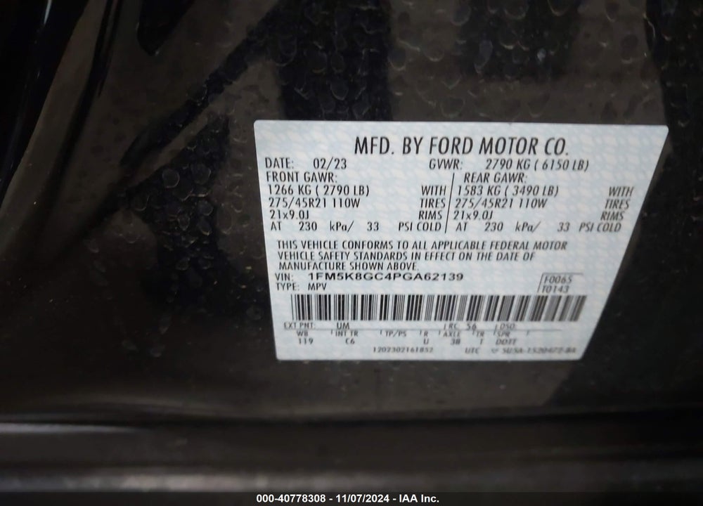 2023 FORD EXPLORER VIN: 1FM5K8GC4PGA62139