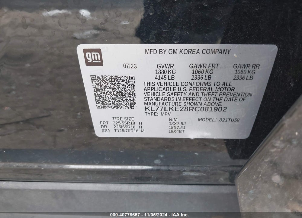 2024 CHEVROLET TRAX FWD ACTIV VIN: KL77LKE28RC081902