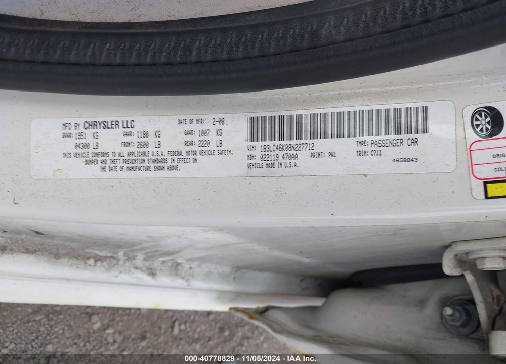 2008 DODGE AVENGER SE VIN: 1B3LC46K08N227712
