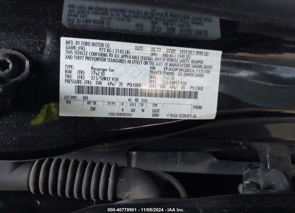 2013 FORD FOCUS SE VIN: 1FADP3K28DL115100