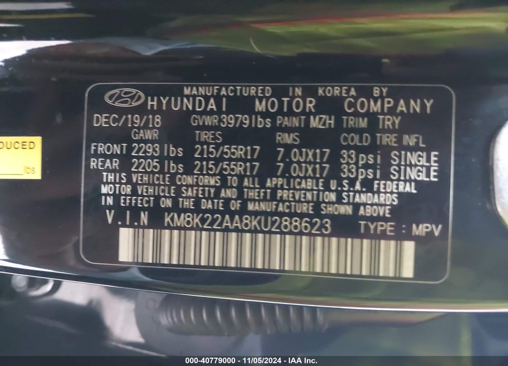 2019 HYUNDAI KONA SEL VIN: KM8K22AA8KU288623