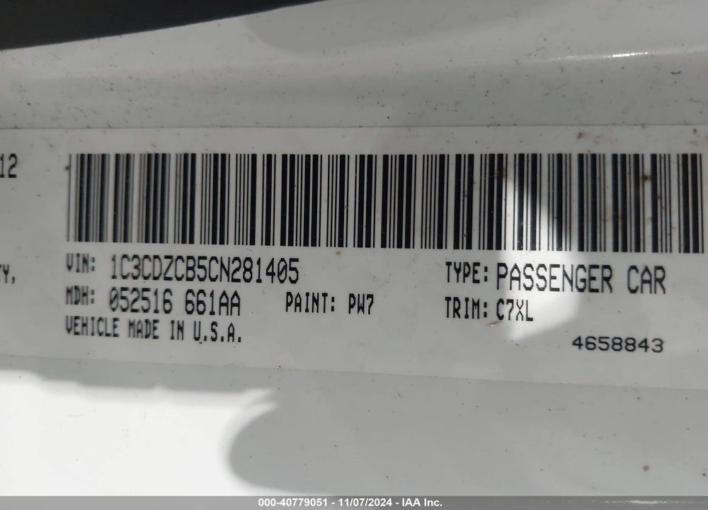 2012 DODGE AVENGER SXT VIN: 1C3CDZCB5CN281405