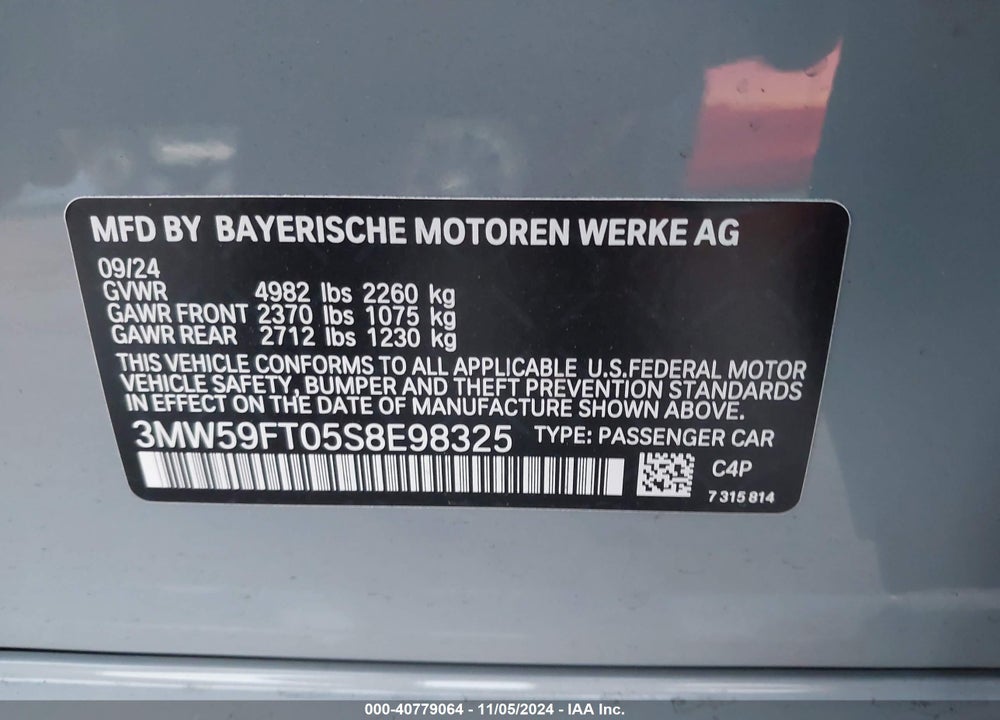 2025 BMW M340I VIN: 3MW59FT05S8E98325