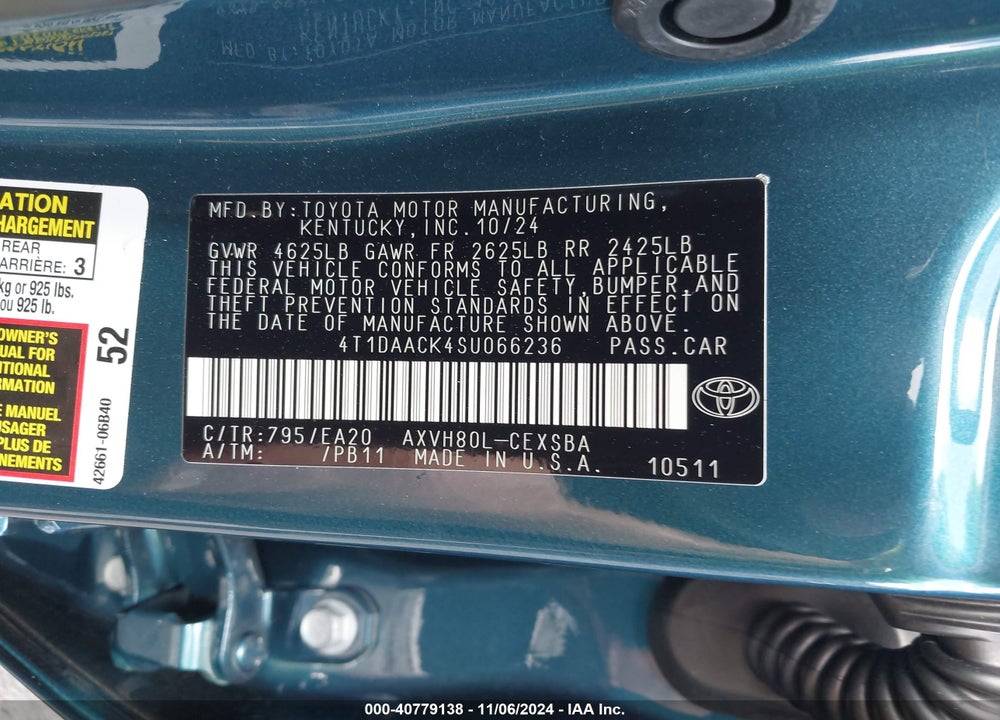 2025 TOYOTA CAMRY SE VIN: 4T1DAACK4SU066236