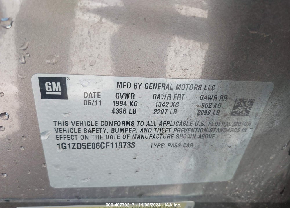 2012 CHEVROLET MALIBU 2LT VIN: 1G1ZD5E06CF119733
