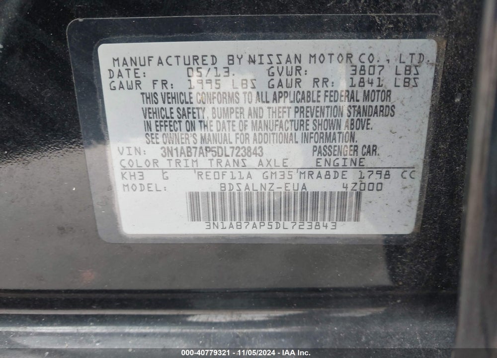 2013 NISSAN SENTRA FE+ SV VIN: 3N1AB7AP5DL723843