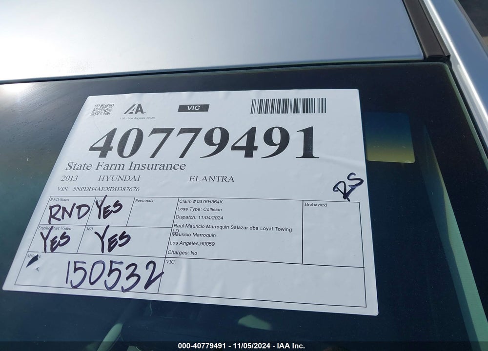 2013 HYUNDAI ELANTRA GLS VIN: 5NPDH4AEXDH387676