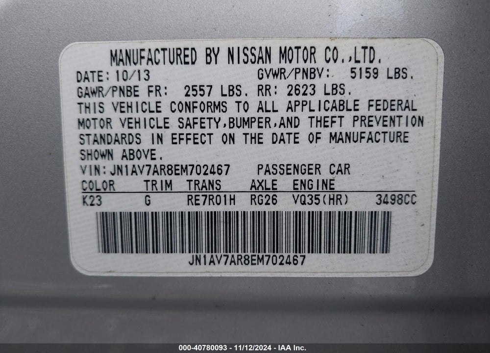 2014 INFINITI Q50 HYBRID SPORT VIN: JN1AV7AR8EM702467
