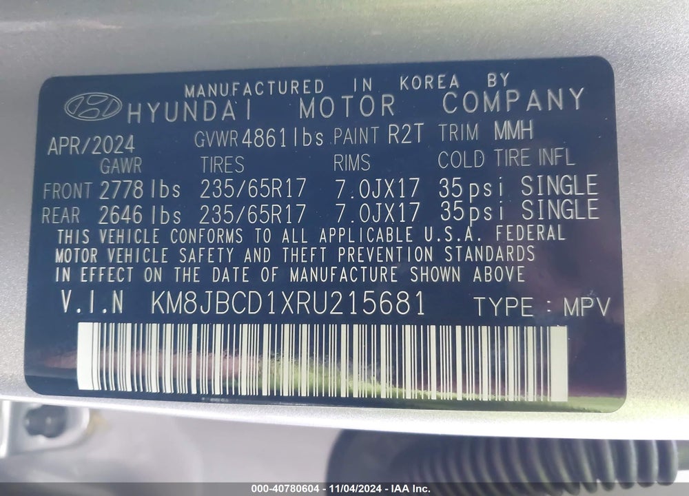 2024 HYUNDAI TUCSON HYBRID BLUE VIN: KM8JBCD1XRU215681