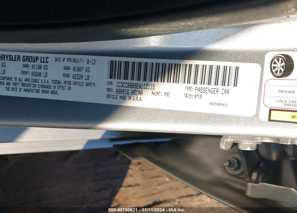2014 CHRYSLER 200 TOURING VIN: 1C3CCBBB9EN112115