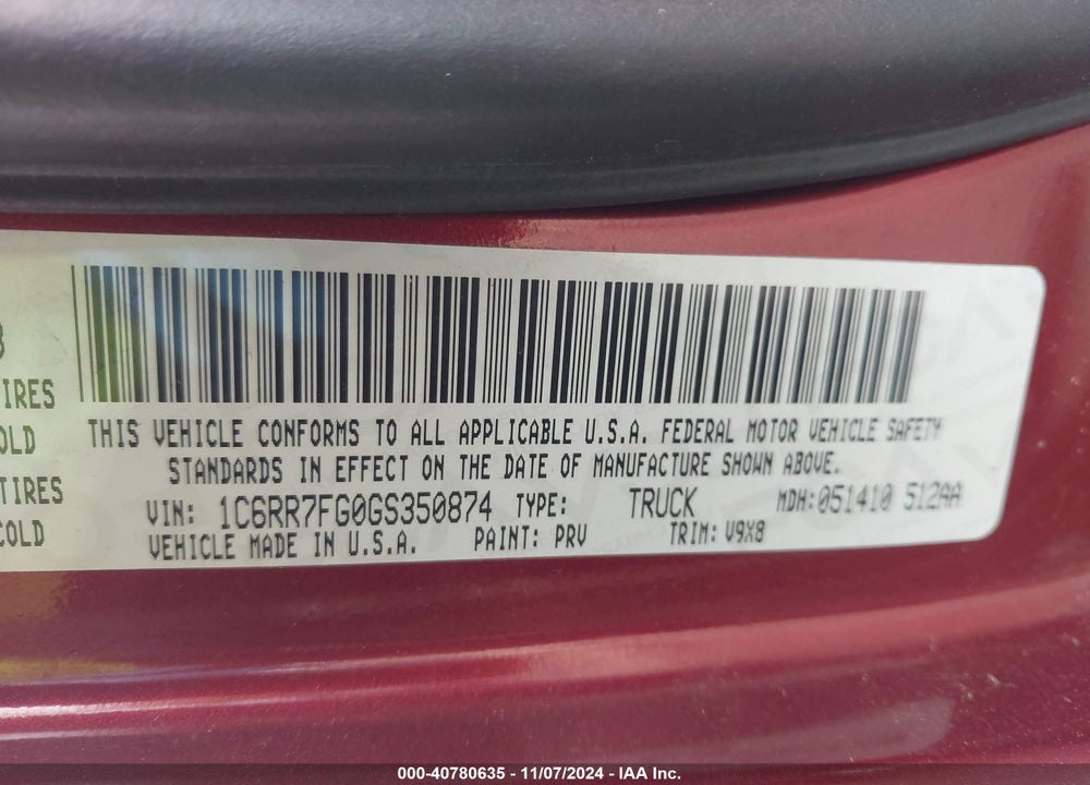 2016 RAM 1500 EXPRESS VIN: 1C6RR7FG0GS350874