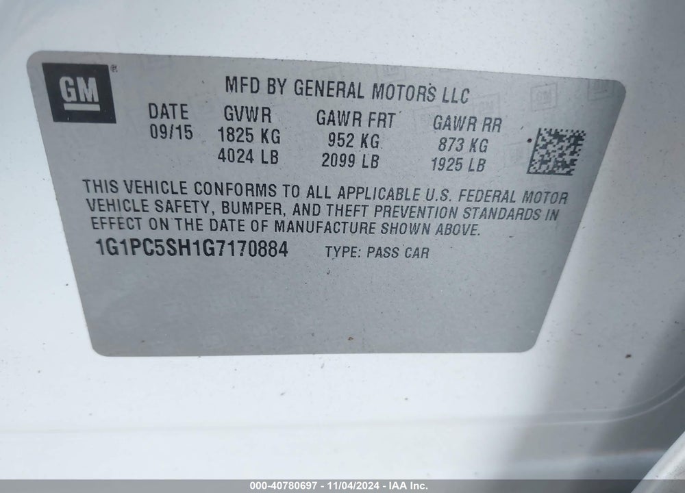 2016 CHEVROLET CRUZE LIMITED LS AUTO VIN: 1G1PC5SH1G7170884