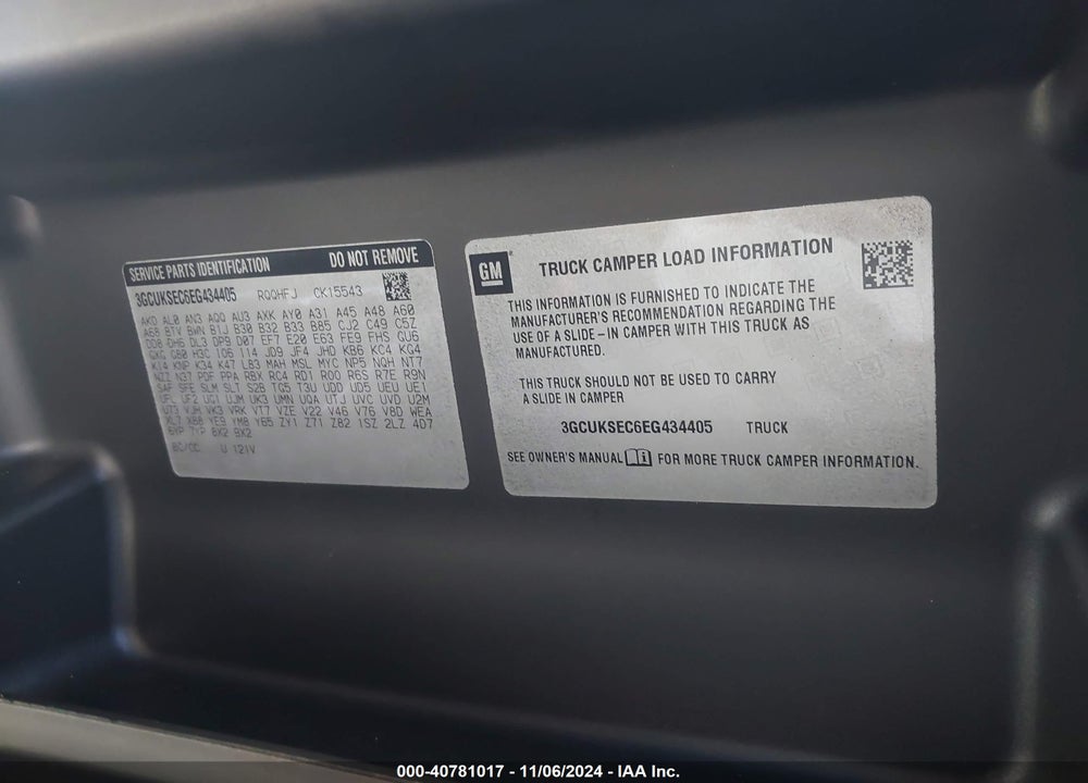 2014 CHEVROLET SILVERADO 1500 2LZ VIN: 3GCUKSEC6EG434405