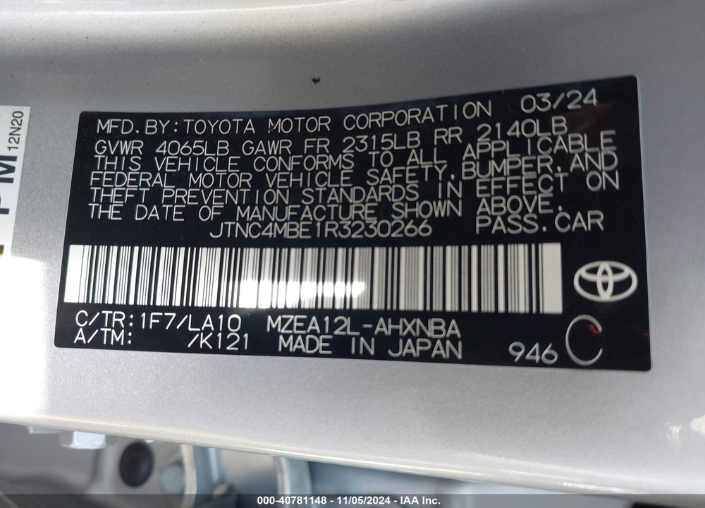 2024 TOYOTA COROLLA XSE VIN: JTNC4MBE1R3230266