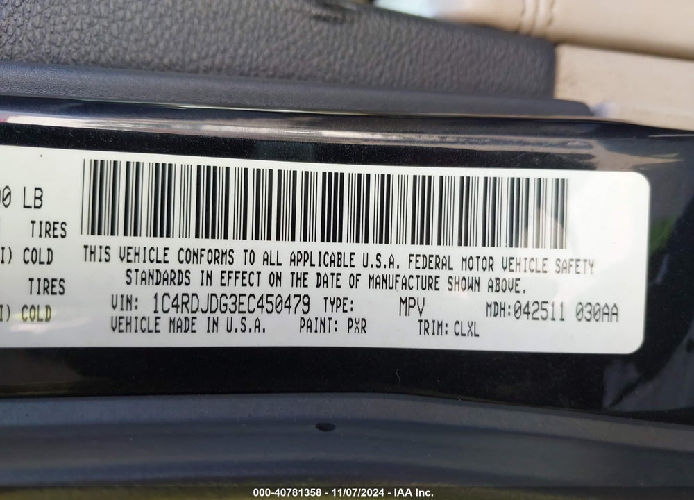 2014 DODGE DURANGO LIMITED VIN: 1C4RDJDG3EC450479