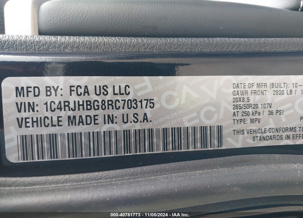2024 JEEP GRAND CHEROKEE LIMITED 4X4 VIN: 1C4RJHBG8RC703175