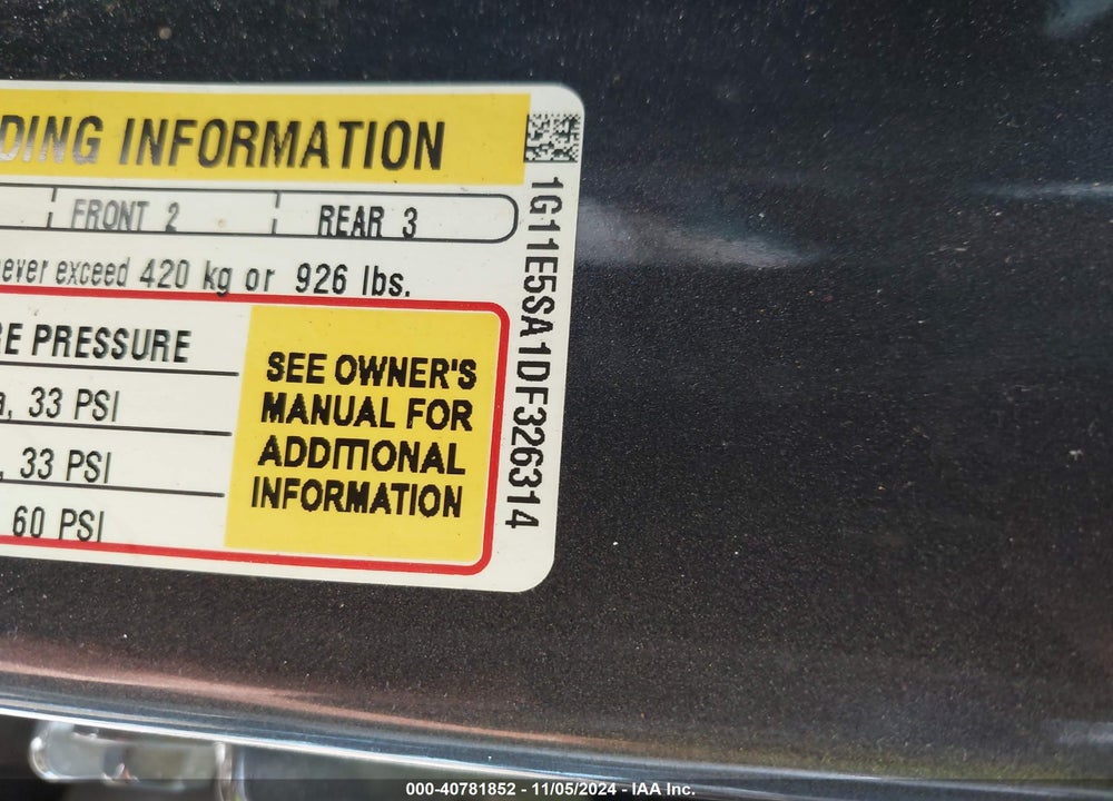 2013 CHEVROLET MALIBU 2LT VIN: 1G11E5SA1DF326314