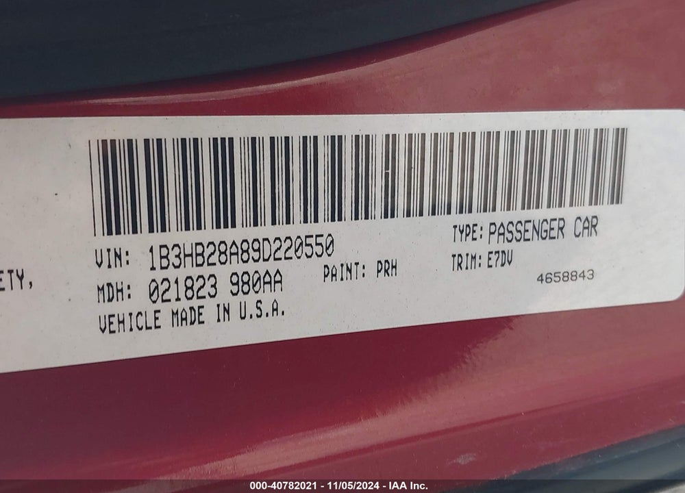 2009 DODGE CALIBER SE VIN: 1B3HB28A89D220550