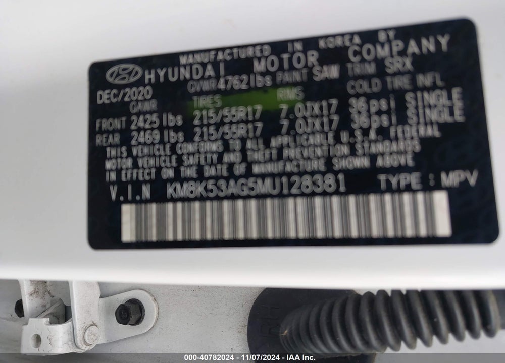 2021 HYUNDAI KONA ELECTRIC ULTIMATE VIN: KM8K53AG5MU128381