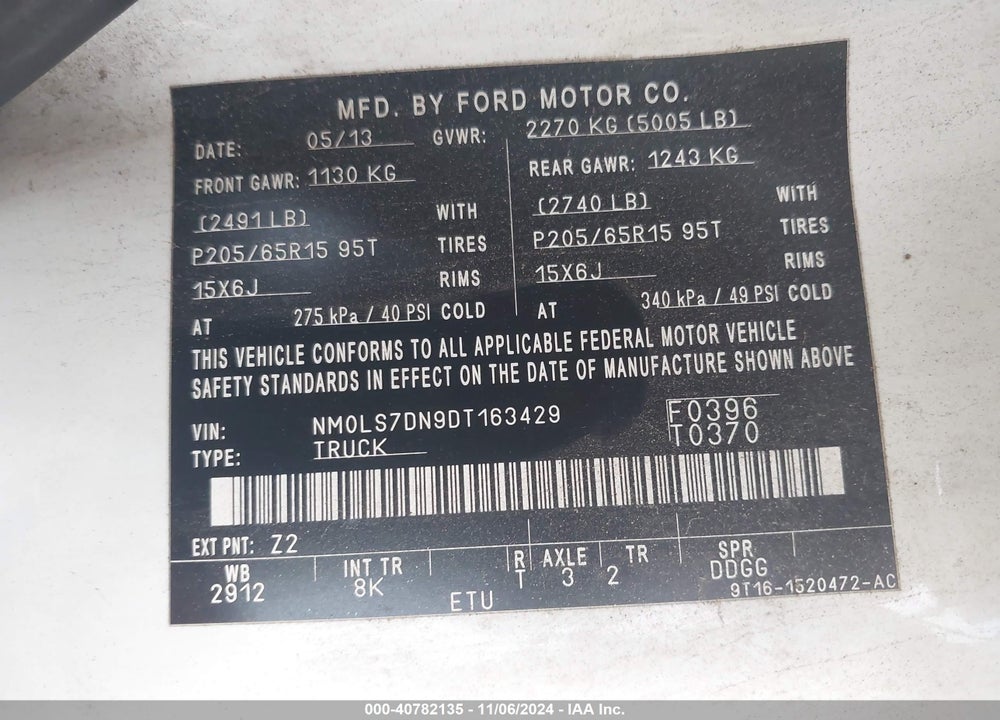2013 FORD TRANSIT CONNECT XLT VIN: NM0LS7DN9DT163429
