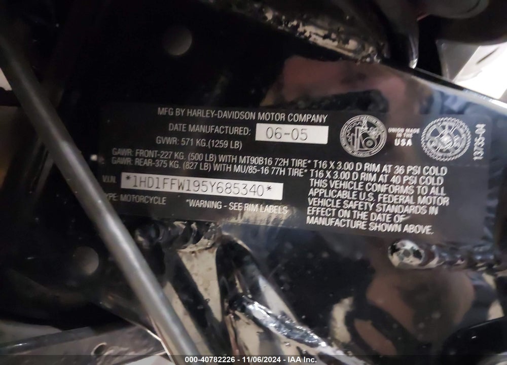 2005 HARLEY-DAVIDSON FLHTCI VIN: 1HD1FFW195Y685340