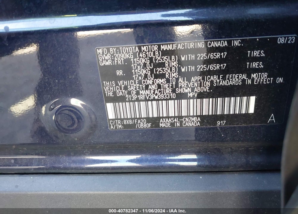 2023 TOYOTA RAV4 VIN: 2T3P1RFV3PW393310