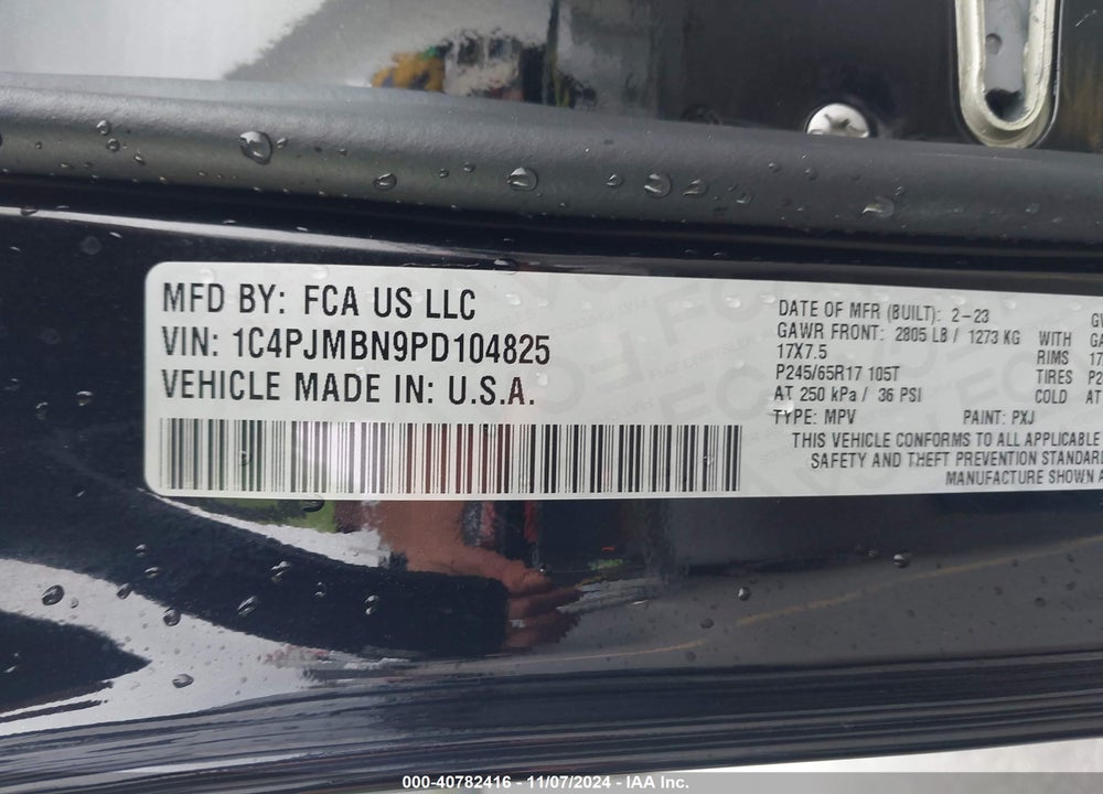 2023 JEEP CHEROKEE TRAILHAWK 4X4 VIN: 1C4PJMBN9PD104825