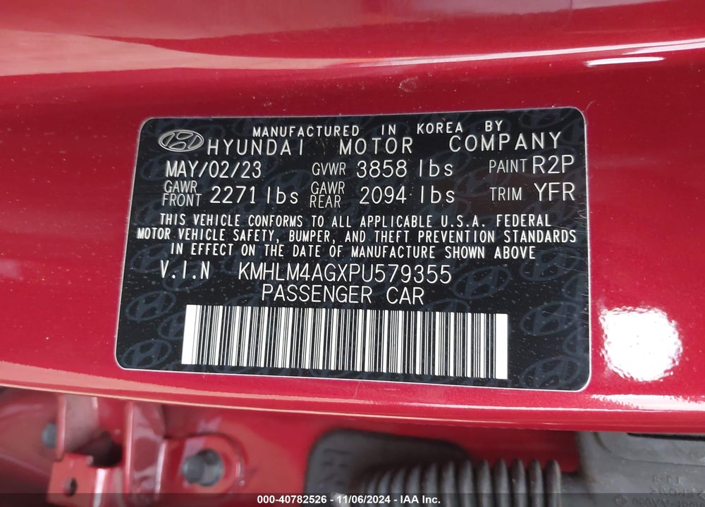 2023 HYUNDAI ELANTRA SEL VIN: KMHLM4AGXPU579355