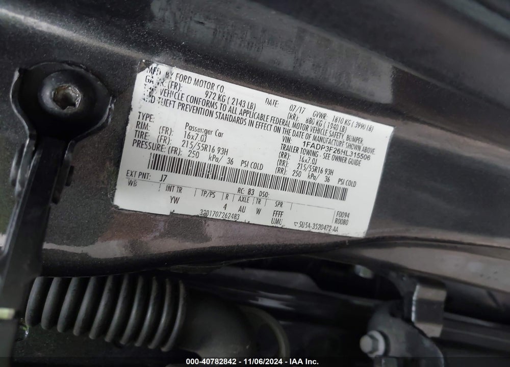 2017 FORD FOCUS SE VIN: 1FADP3F26HL315506